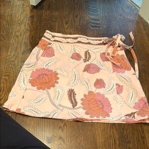 Spartina 449 Coral and Cream Floral Mini Skirt